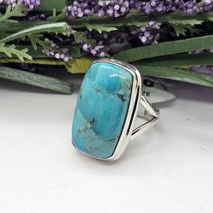 Sterling Silver Turquoise Rectangle Ring